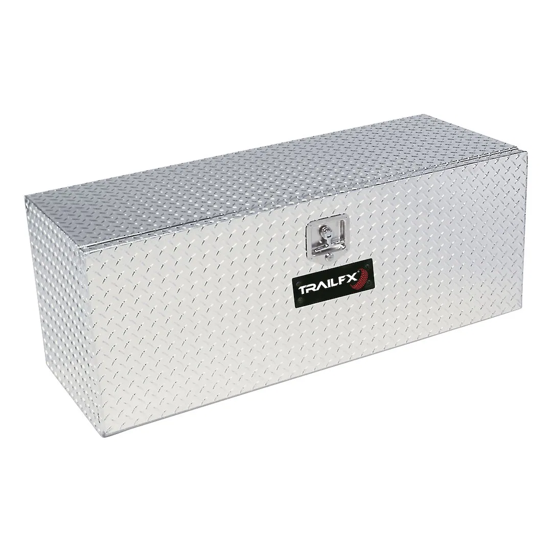 190481 – TRAILFX Tool Box, Underbody Single Lid Diamond Tread Bright Polished 16 Gauge Aluminum 48 Inch Length x 17-1...
